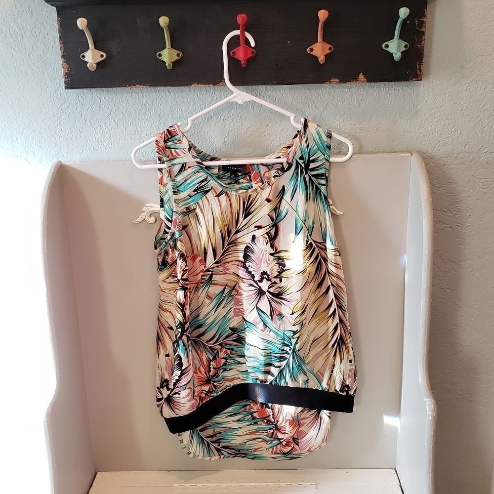 The Limited Tropical Palm Leaf Hi Lo Tank Top